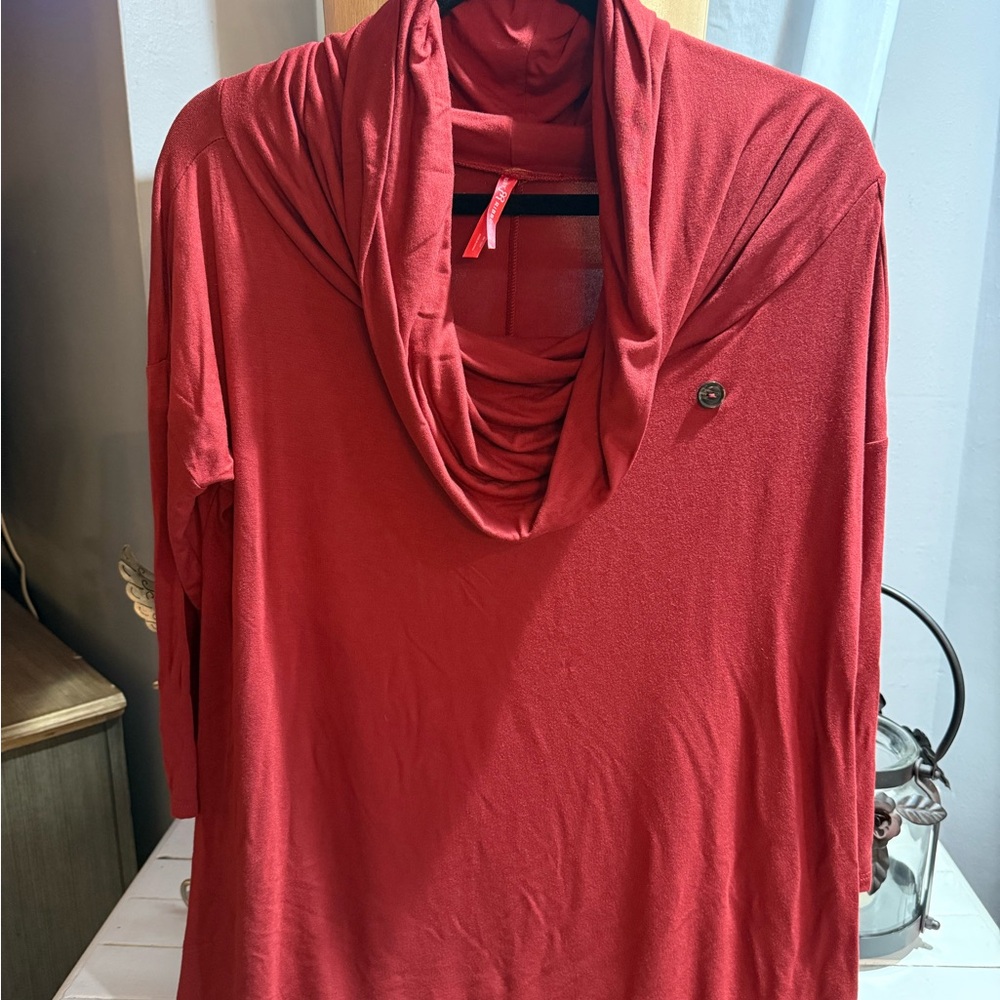 Ruby Ribbon Vibrant Brick Red Top Size XS